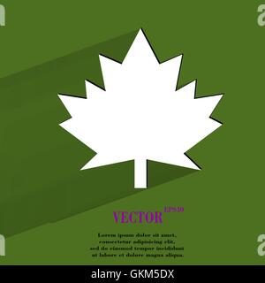 maple Leaf. Flat modern web button with long shadow and space for your text Stock Vector
