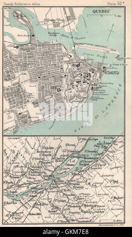 Quebec City plan and environs. Canada. BARTHOLOMEW 1898 old antique map ...