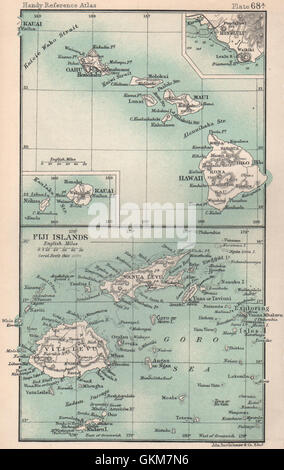 Hawaii & the Fiji Islands. Kauai. Honolulu. BARTHOLOMEW 1898 old ...