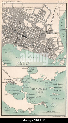 Perth city/town plan. Albany & King George Sound. Western Australia, 1904 map Stock Photo