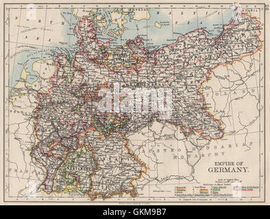 EMPIRE OF GERMANY. States. Prussia Bavaria Alsace Lorraine. JOHNSTON, 1900 map Stock Photo