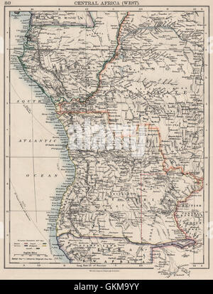 COLONIAL CENTRAL AFRICA. French Congo Free State Portuguese West Af. , 1900 map Stock Photo