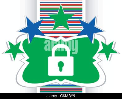 Closed lock glossy button isolated over white background Stock Vector