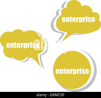 enterprise word on modern banner design template. set of stickers, labels, tags, clouds Stock Vector