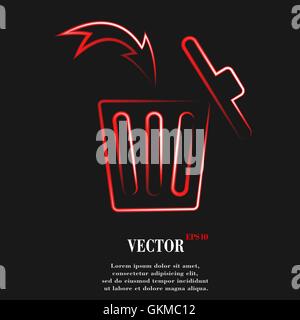 Trash bin. Flat modern web button and space for your text. Stock Vector