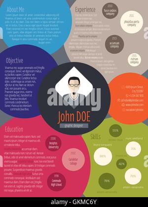 Modern resume curriculum vitae cv ith colored circles Stock Vector