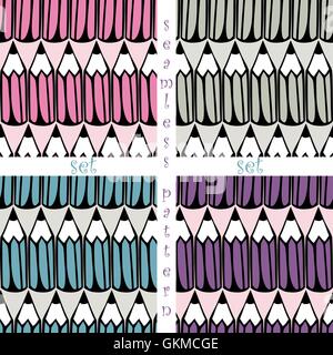 set of school seamless pattern Stock Vector