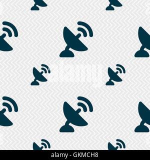 satellite antenna icon sign. Seamless pattern with geometric texture. Vector Stock Vector