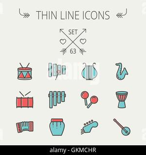 Music and entertainment thin line icon set Stock Vector