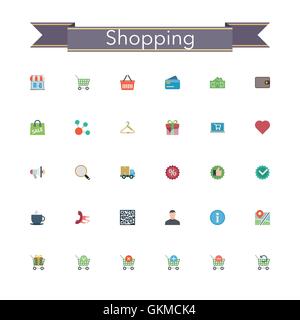 Shopping Flat Icons Stock Vector