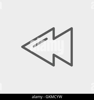 Rewind button thin line icon Stock Vector