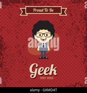 genius geek retro cartoon Stock Vector