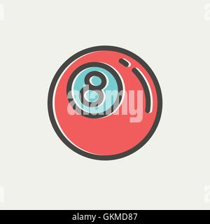 Billiard ball thin line icon Stock Vector