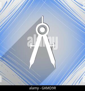 Mathematical Compass icon symbol Flat modern web design with long shadow and space for your text. Vector Stock Vector
