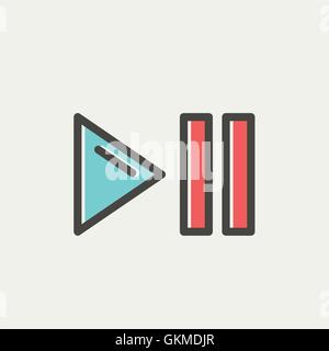 Play, pause button thin line icon Stock Vector