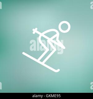 Downhill skiing thin line icon Stock Vector