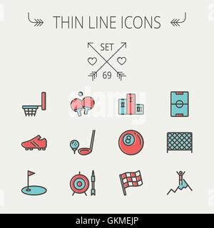 Sports thin line icon set Stock Vector