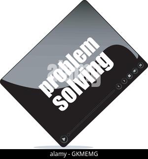 Video media player for web with problem solving words Stock Vector
