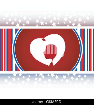 icon with heart and woman head Stock Vector