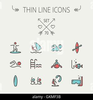 Sports thin line icon set Stock Vector