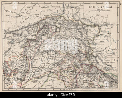 BRITISH INDIA NORTH. Jammu Kashmir Punjab Himalayas. JOHNSTON, 1903 old map Stock Photo