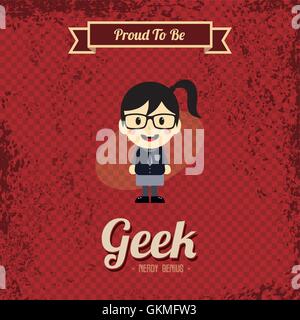 genius geek retro cartoon Stock Vector