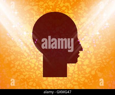 Man silhouette profile picture. Flat modern web button and space for your text. Stock Vector