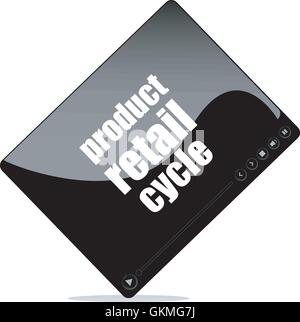 Video media player for web with product retail cycle word Stock Vector