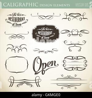 calligraphic design elements to embellish your layout Stock Vector