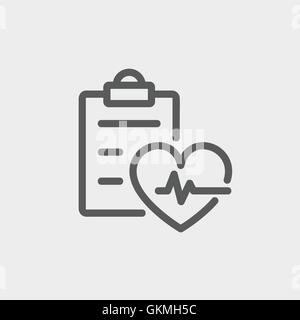 Heartbeat record thin line icon Stock Vector