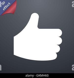 Like, Thumb up icon symbol. 3D style. Trendy, modern design with space for your text Vector Stock Vector