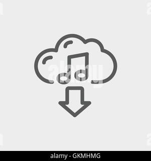 Music downloading thin line icon Stock Vector