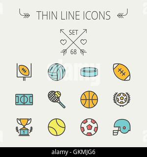 Sports thin line icon set Stock Vector