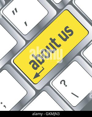 about us message on keyboard enter key Stock Vector