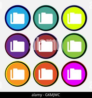 Document folder icon sign. Nine multi-colored round buttons. Vector Stock Vector