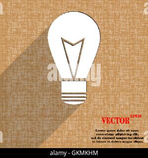 Light lamp icon symbol Flat modern web design with long shadow and space for your text. Vector Stock Vector
