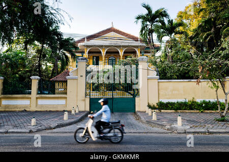 old colonial french architecture mansion in central phnom penh city cambodia Stock Photo