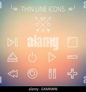 Music and entertainment thin line icon set Stock Vector