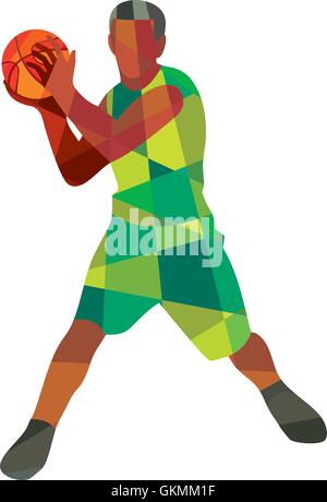 Basketball Player Ball In Action Low Polygon Stock Vector