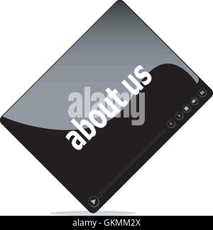 Video movie media player with about us on it Stock Vector