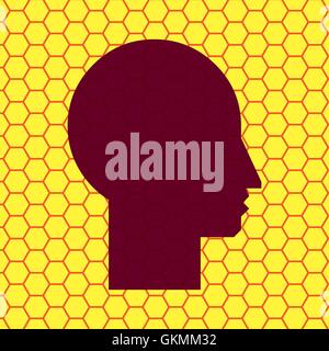 Man silhouette profile picture. Flat modern web button and space for your text. Stock Vector