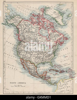 NORTH AMERICA POLITICAL. Greenland 'Danish America' USA Canada Mexico, 1903 map Stock Photo