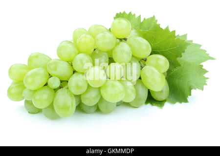 Grapes green fruits fruit isolated on a white background Stock Photo