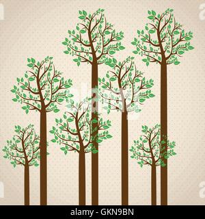 Trees season in green colors Summer season vector illustration Stock Vector