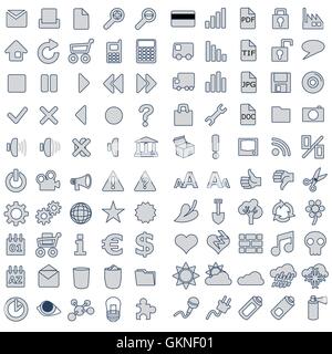 100 web icons in gray Stock Vector