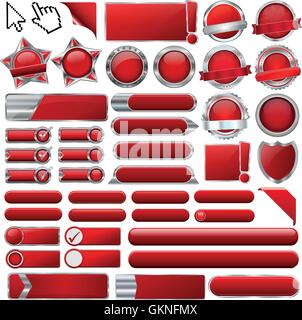 button collection sign set vector icons buttons keys red info object objects services isolated Stock Vector