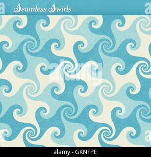 abstract pattern seamless texture blue playful vintage wall illustration wave beige print abstract Stock Vector