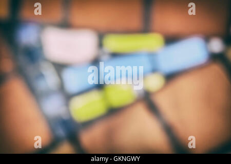 Blurred abstract background made of colorful tiles. Stock Photo