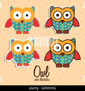 colorful owls Stock Vector