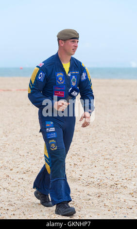 Tigers Parachute Team commentator at the Bournemouth Air Festival, Dorset UK in August Stock Photo